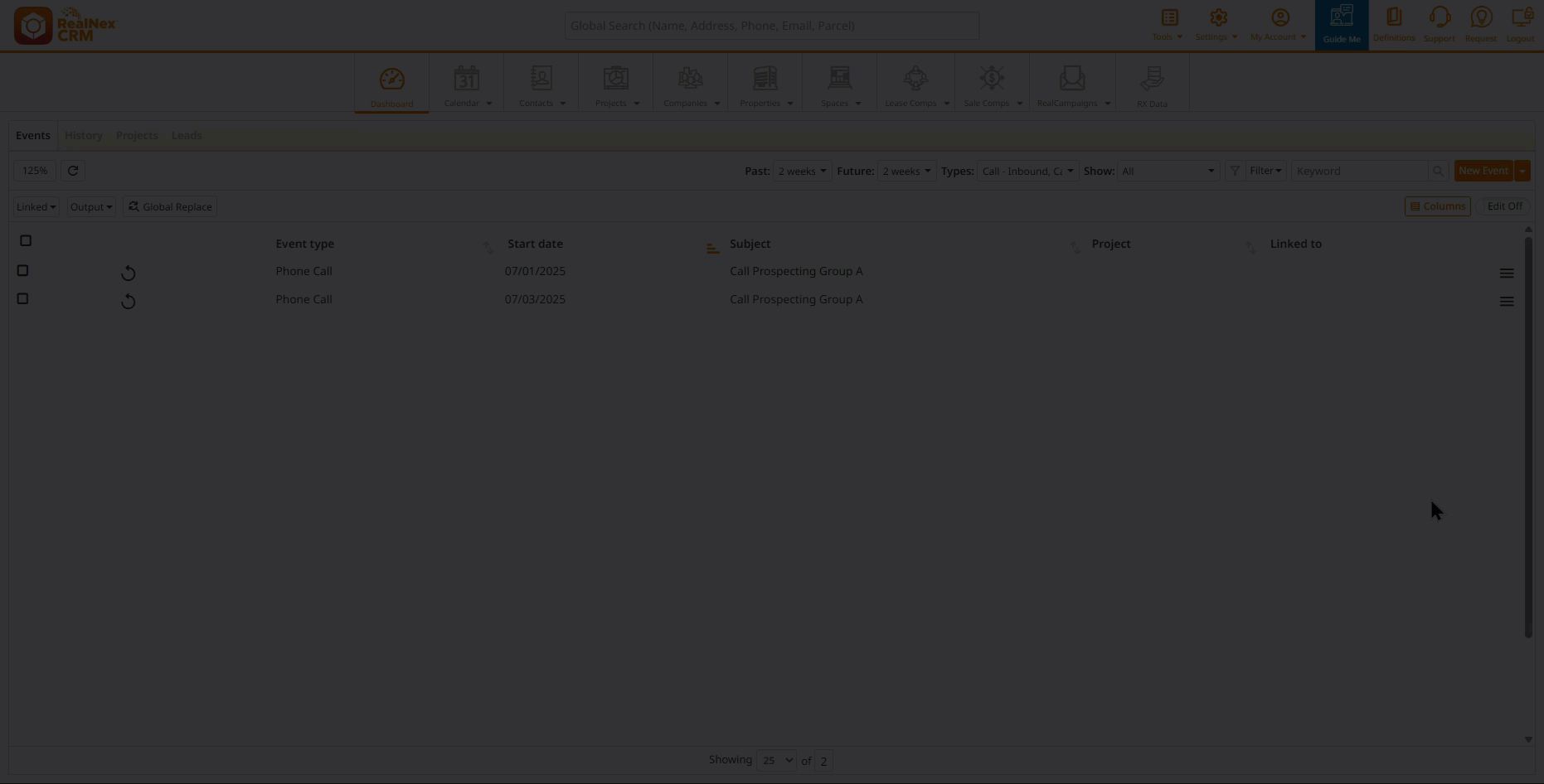 Add Participants and Created Date to the Events tab in Dashboard